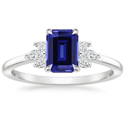 Emerald Sri Lankan Sapphire Natural Earth Mined Diamond Engagement Ring 2.50 Carats