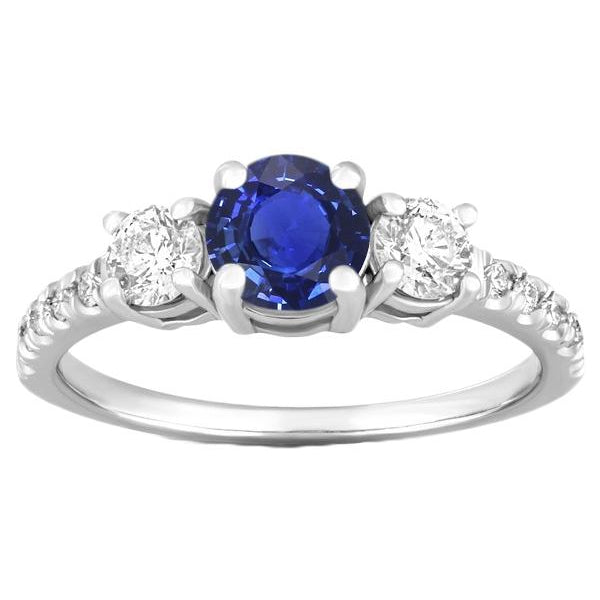 Round Diamond Anniversary Blue Sapphire Ring Antique Lady’s  Style White Elegant  Ladies Jewelry
