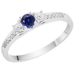 Gemstone Engagement Ring 2 Carats Round Diamond Blue Sapphire Jewelry