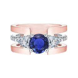 Pear Natural Earth Mined Diamond Round Gemstone Sapphire Fancy Ring 3 Carats