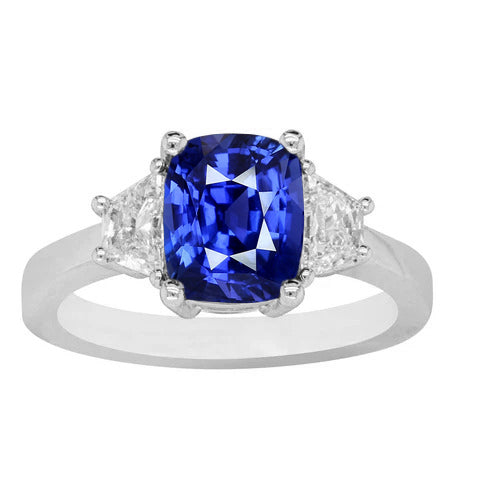  Lady’s  Round Anniversary Trapezoid & Cushion 3 Stone Sapphire Ring
