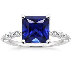 Anniversary Ring Sri Lankan Sapphire and Diamond 5.5 Carat Princess