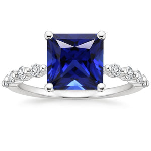 Anniversary Ring Sri Lankan Sapphire and Diamond 5.5 Carat Princess Anniversary Ring Sri Lankan Sapphire and Diamond