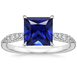Women Engagement Ring Sri Lankan Sapphire and Diamond 5.25 Carat