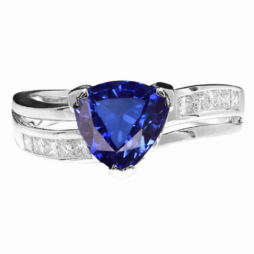 Princess Diamond Sapphire Engagement Ring  Ladies New weeding   Channel Set Accents