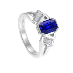 Baguette Natural Earth Mined Diamond Anniversary Ring Emerald Sapphire Jewelry 2.50 Carats