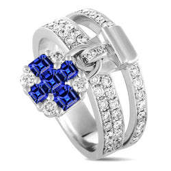 Round Diamond Asscher Sapphire Ring 3 Carats Lock Style Split Shank