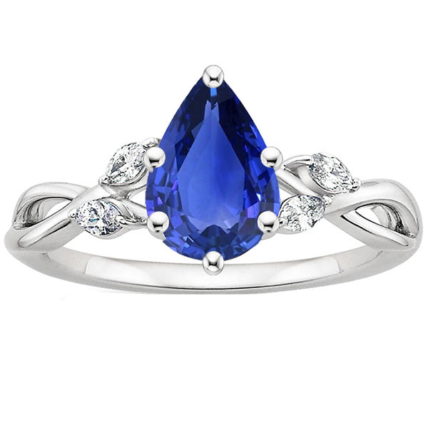 New Amazing stylish Blue Sapphire Anniversary Ring With Marquise Diamonds