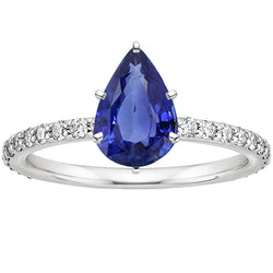 Women Gemstone Ring Blue Sapphire & Diamond Gold Jewelry 5.25 Carats