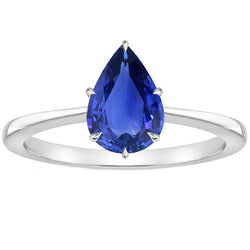 Blue Sapphire Solitaire Ring Gemstone White Gold Tapered Shank 4 Carat