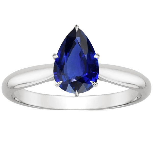 Ladies   Princess Cut High Solitaire Gemstone Ring Pear Ceylon Sapphire