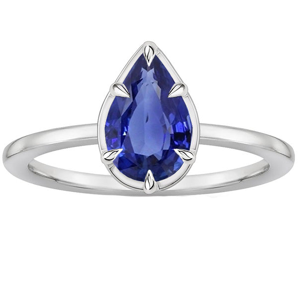 Womans Fancy Gorgeius Solitaire Ring Pear Cut Sri Lankan Sapphire