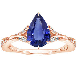 Accented Engagement Ring Pear Ceylon Sapphire & Natural Earth Mined Diamonds 4.50 Carats