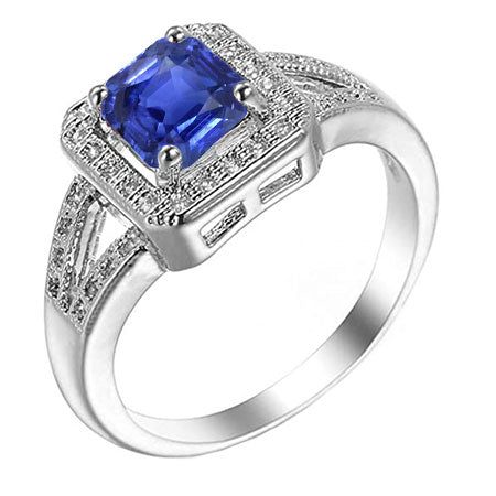 Split Shank Gold  Women Jewelry Sparkling Unique   Radiant Sapphire Wedding Solitaire Ring