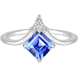 Round Diamond Gold Ring Enhancer Asscher Ceylon Sapphire 2.50 Carats