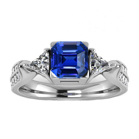 Trillion Round Diamond Asscher Sapphire Ring
