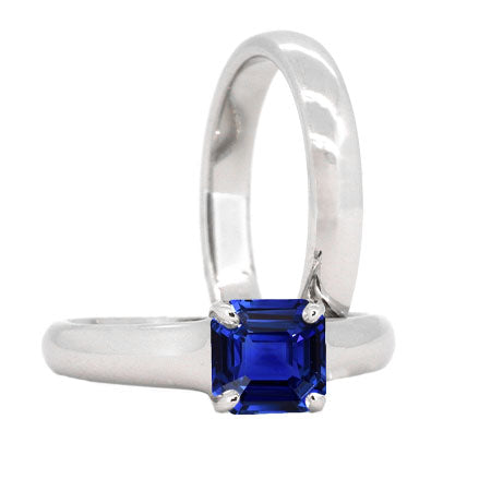 Solitaire Blue Sapphire Ring Set