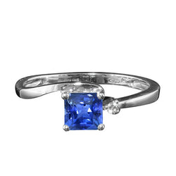 Diamond Sapphire Ring Radiant Cut Bypass Style 1.25 Carats U Prong Set