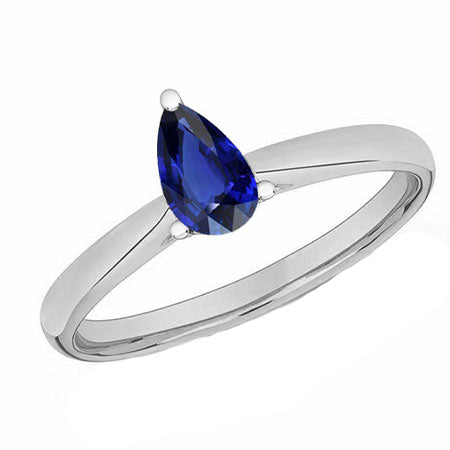 Pear Blue Sapphire Solitaire Ring