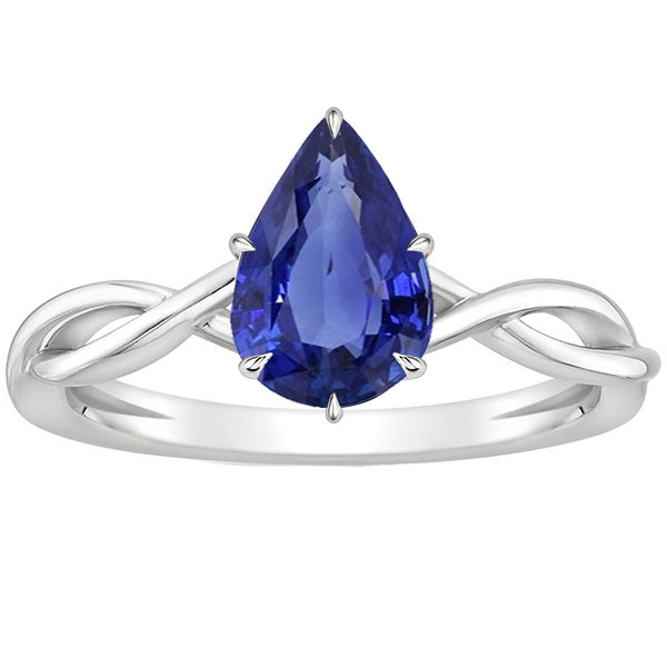 Best Amazing Stylish womans Solitaire Ring Infinity Style Pear Blue Sapphire
