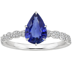 Solitaire Blue Sapphire Ring & Natural Earth Mined Diamond Accents 3.50 Carats