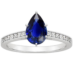 Solitaire With Accents Ring Blue Sapphire 3.50 Carats Channel Setting