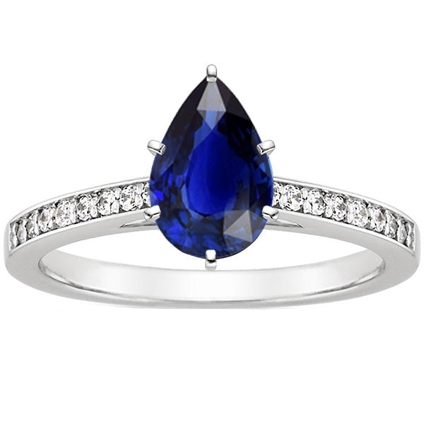 LADIES sTYLISH Solitaire With Accents Ring Blue Sapphire
