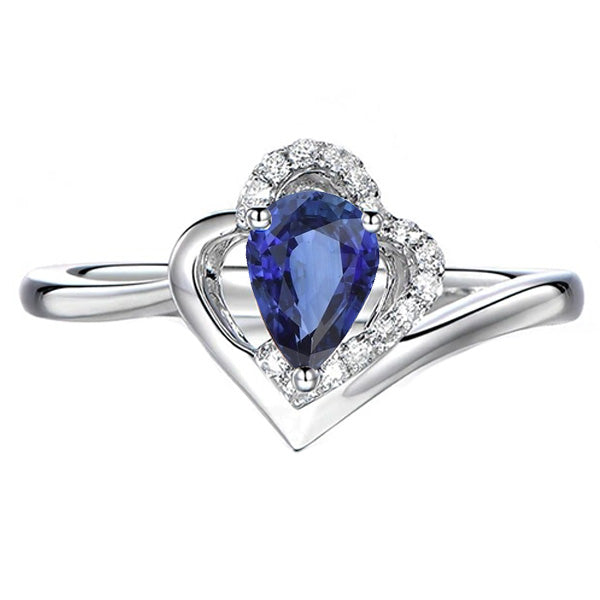 Best Amazing Stylish womans Solitaire Gemstone Ring With Diamond Accents Blue Sapphire