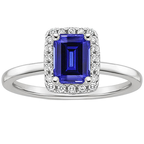 Women   Brilliant Engagement Ring Emerald Sri Lankan Sapphire & Diamond