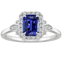 Flower Style Ring Emerald Ceylon Sapphire & Diamond 4.25 Carats