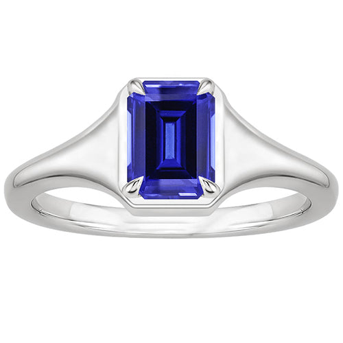 Gorgeous fancy  emerald Solitaire Ring Sri Lankan Sapphire