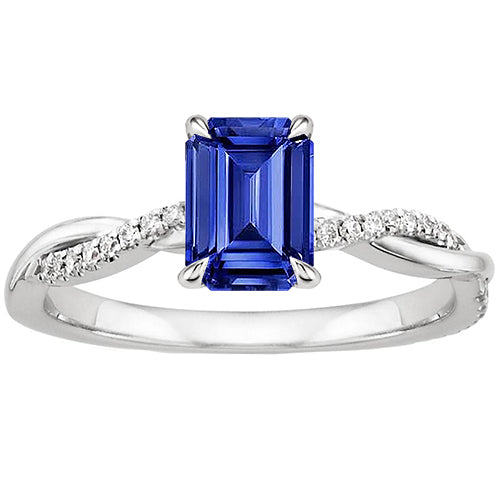 Solitaire Accents  Gorgeous fancy  Ring Sri Lankan Sapphire & Diamond