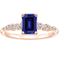 Rose Gold Solitaire Accents Ring Blue Sapphire & Natural Earth Mined Diamond 3.50 Carats