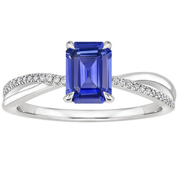 Gold Blue Sapphire & Natural Earth Mined Diamond Ring With Accents Twisted Shank 4 Carats