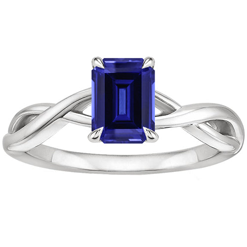 Best Quality Solitaire Ring White Gold   Emerald Blue Sapphire