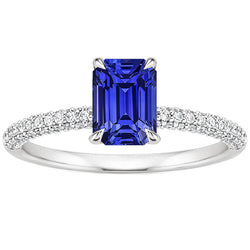 Solitaire with Accents Ring Sri Lankan Sapphire & Diamond 4 Carats