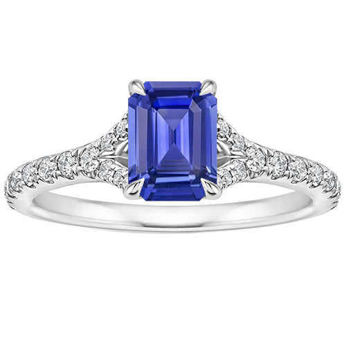 Solitaire Ring with Accents Sri Lankan Sapphire & Natural Earth Mined Diamond 4 Carats