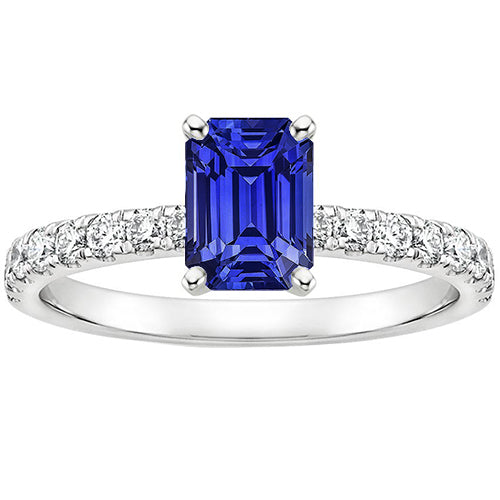 New High Quality Wedding Solitaire Accents Ring Sri Lankan Sapphire & Diamond