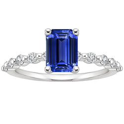 Solitaire Ring With Side Stones Blue Sapphire & Diamond 4 Carats