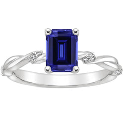 Solitaire Ring with Accents Blue Sapphire & Diamond 3.50 Carats
