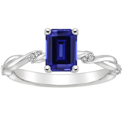 Best Stylish Solitaire Ring with Accents Blue Sapphire & Diamond