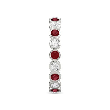 Gemstone Ring Diamond Eternity Band 1 Carat Burmese Ruby 14K White Gold Jewelry