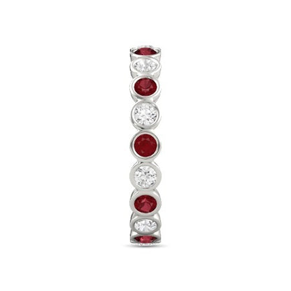 Gemstone Ring Diamond Eternity Band 1 Carat Burmese Ruby 14K White Gold Jewelry