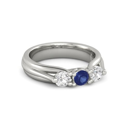 Best Round Diamonds Blue Sapphire Ring F Vs1 Vvs1 White Gold Gemstone Ring