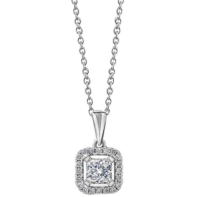 Radiant And Round Cut 2.10 Carats Natural Earth Mined Diamonds Pendant Necklace Gold