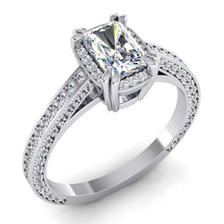 Real  2 Carat Radiant Cut Diamond Ring Cathedral Setting Gold 14K