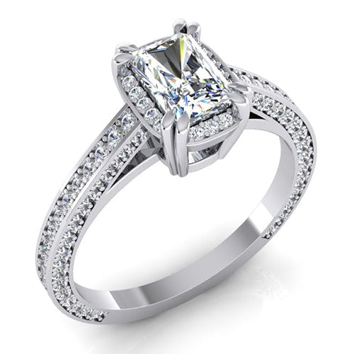 2 Carat Radiant Cut Diamond Ring Cathedral Setting Gold 14K