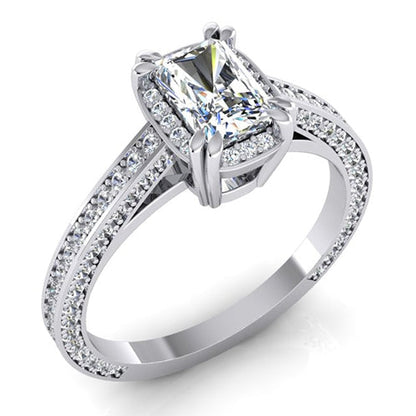 2 Carat Radiant Cut Diamond Ring Cathedral Setting Gold 14K