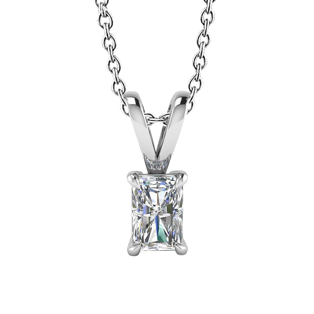 Radiant Cut Solitaire Lab Grown Diamond Pendant Necklace 1.50 Carat WG 14K