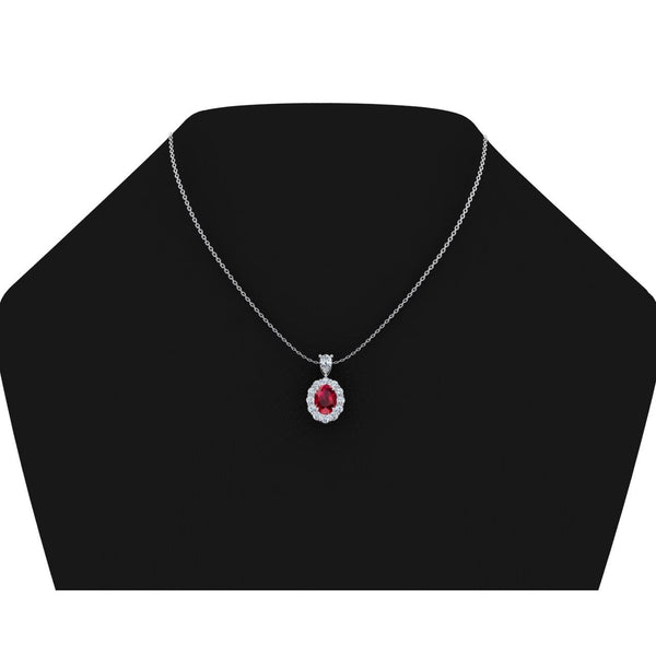 Eagle Claws Red Oval Ruby Necklace Diamond Jewelry